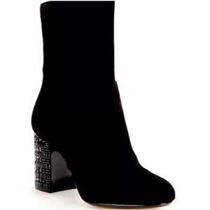 MK YOONIE ANKLE BOOT w/ box, black suede with jeweled heel